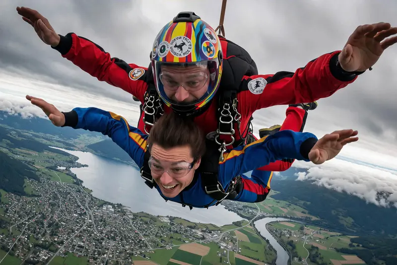 Tandem skydive above Voss