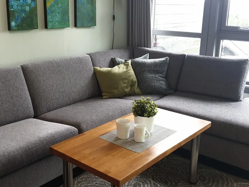 The corner sofa in the living room
